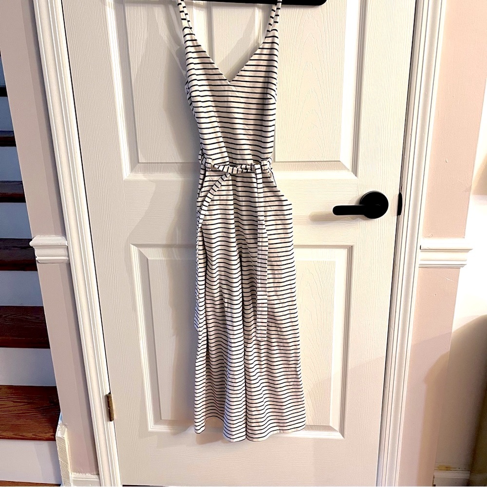 Navy Blue & White Striped Cropped Romper/Jumpsuit, size small